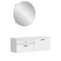 GARDEROBE Set weiß Hochglanz 110 cm, Kombination mit 3D-Struktur - Weiß Hochglanz/Schwarz, Glas/Holzwerkstoff (110/192/34cm) - Inn.Furn