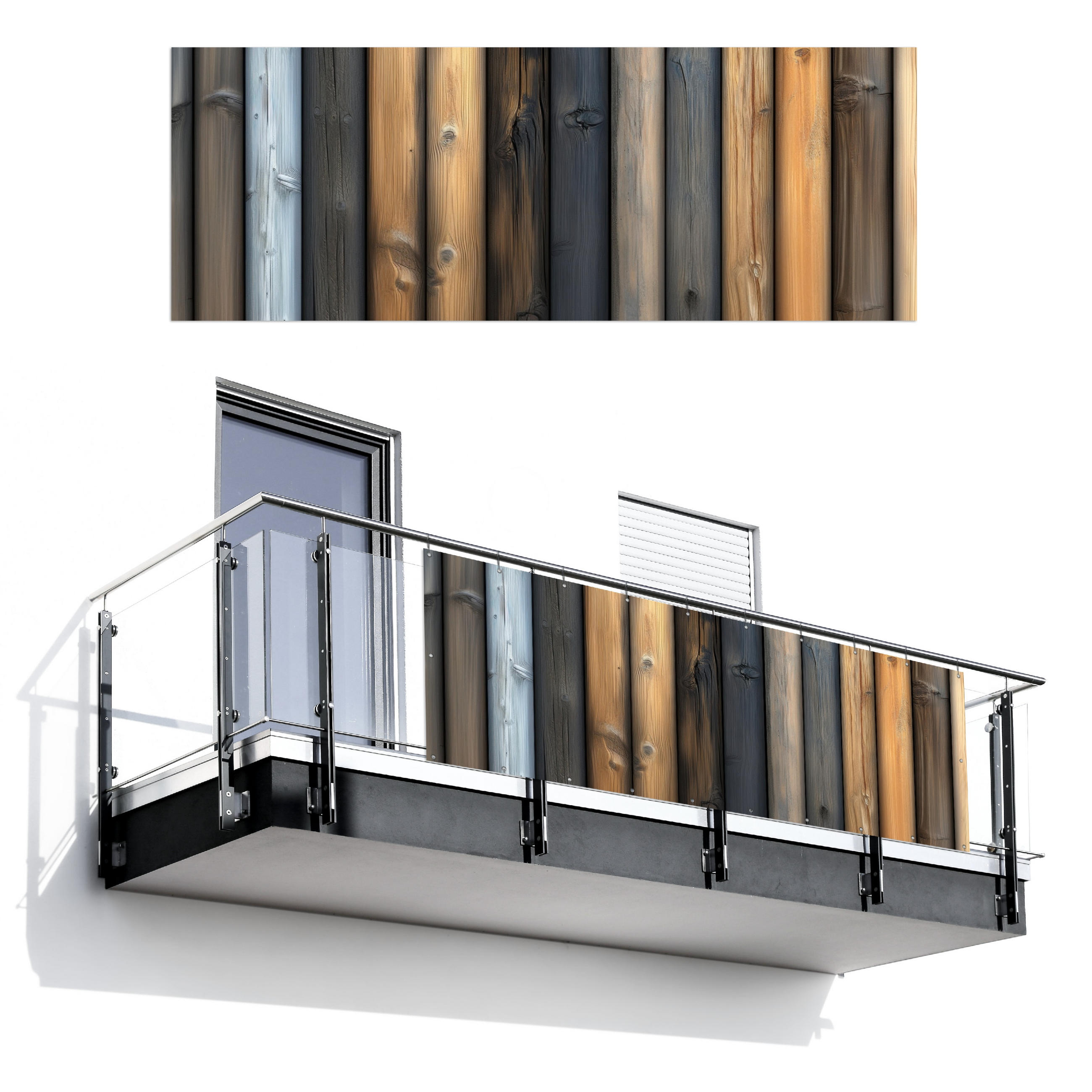 BALKON-SICHTSCHUTZ Holz - Dielen - Gemischt - Teakfarben, Kunststoff (300/110cm) - MuchoWow