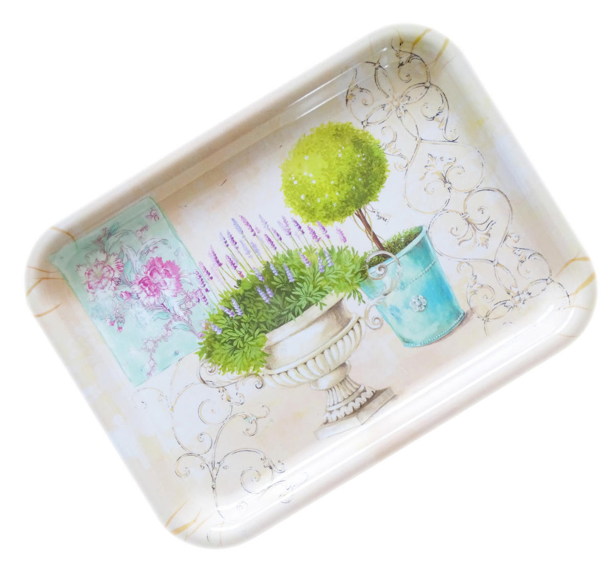 TABLETT Garten, rechteckige Melamin Serviertablett 31x23 cm - Grün, Kunststoff (23/2/31cm) - Lashuma