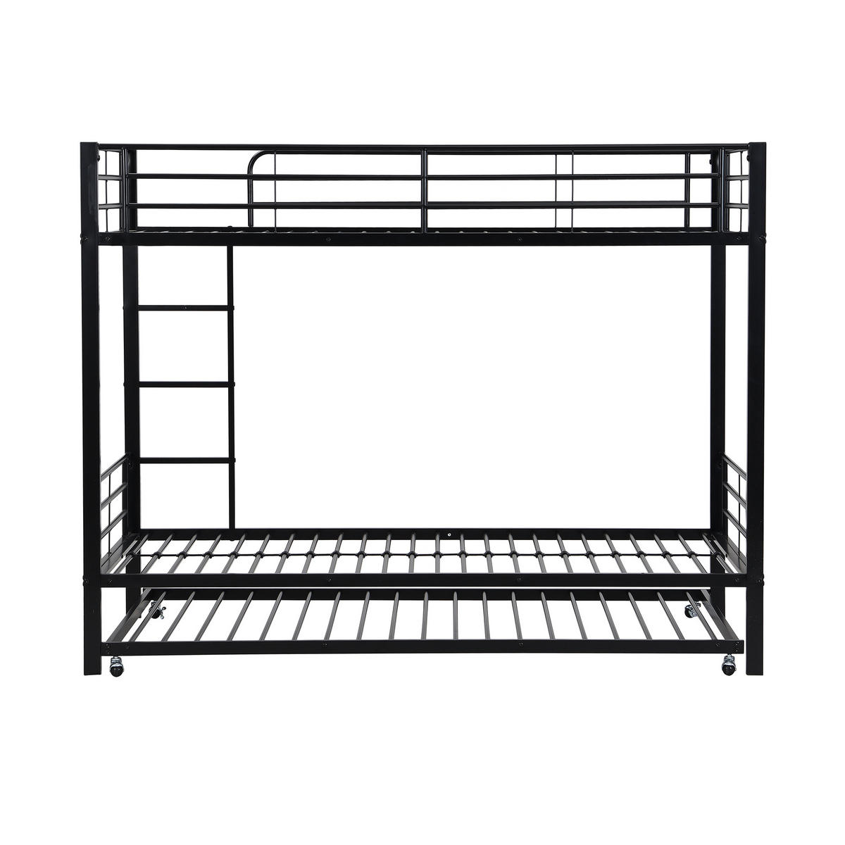 ETAGENBETT 90/200 cm und 90/190 cm schwarz aus Metall mit Ausziehbett - Schwarz, Metall (90/190cm) - OKWISH