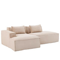 ECKSOFA 233/129/70 cm Khaki mit zwei Kissen und Federtasche - Sandfarben, Textil (235/129cm) - Oxeza