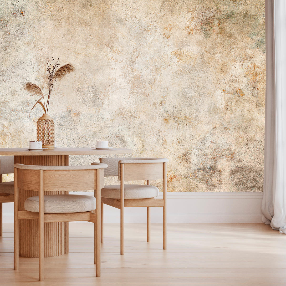 FOTOTAPETE für Wohnzimmer Minimal Beige Betonwand 300x210 - Gelb/Beige, Papier (300/210cm) - Muralo