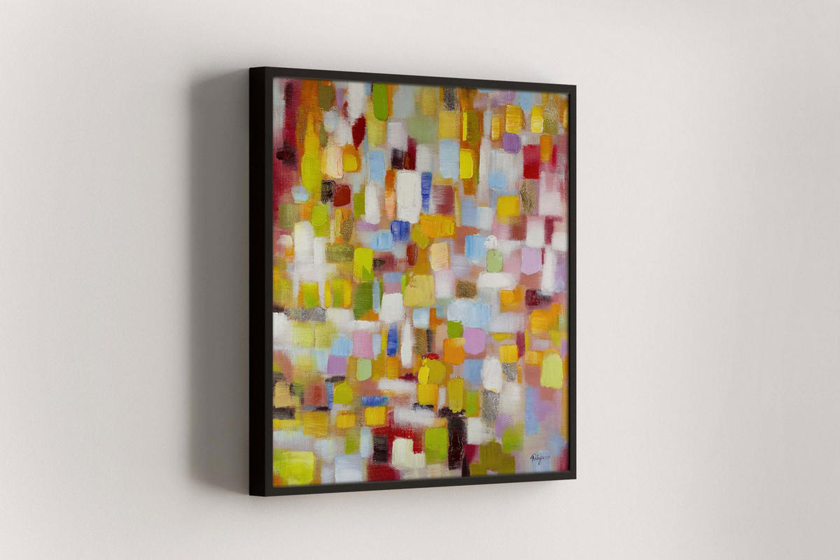 ACRYLBILD HANDGEMALT 80/80 cm - Gelb, Holz/Textil (80/80cm) - KUNSTLOFT