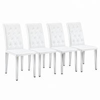 ESSZIMMERSTUHL 4er-Set 89 cm PU Weiß mit Metallbeinen Silber - Silberfarben, Metall (46/89/42cm) - Meubliv