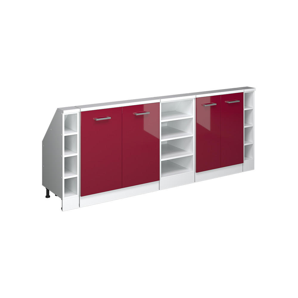 DACHSCHRÄGENSCHRANK-SET Rion Bordeaux Hochglanz/Weiß 5er Set - Bordeaux/Weiß, Holzwerkstoff (215/81.6/46cm) - Vicco