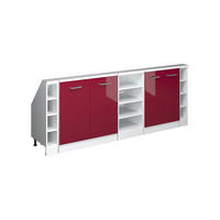 DACHSCHRÄGENSCHRANK-SET Rion Bordeaux Hochglanz/Weiß 5er Set - Bordeaux/Weiß, Holzwerkstoff (215/81.6/46cm) - Vicco