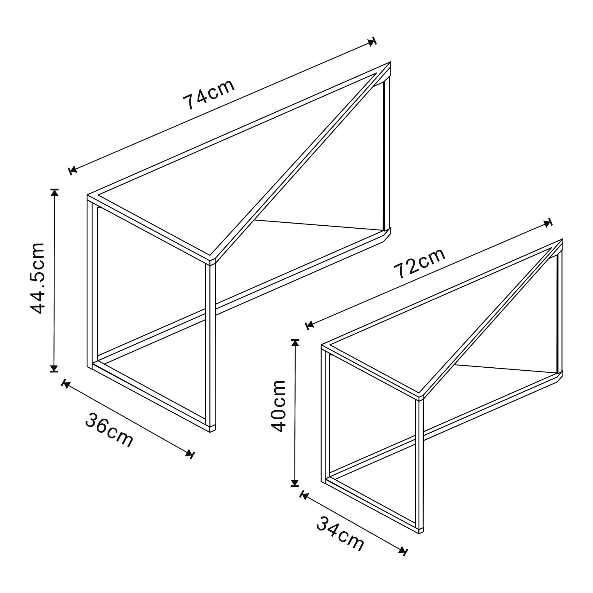 SATZTISCH Kungsör - Schwarz, Metall (74/36/44.5cm) - [en.casa]