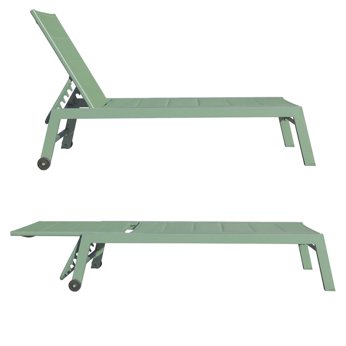 SONNENLIEGE Barbados Salbeigrün - Grün, Kunststoff (61/95/198cm) - Happy Garden