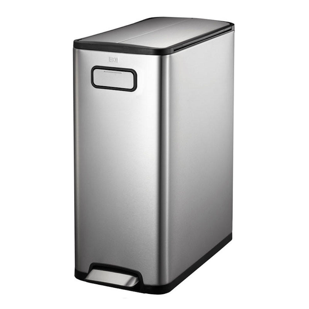 MÜLLEIMER Zur Abfallscheidung Aus Gebürstetem Edelstahl 30 Liter 64,6 x 25,5 x 44,8 cm Edelstahl - Silberfarben, Metall (25.5/64.6/44.8cm) - PROREGAL