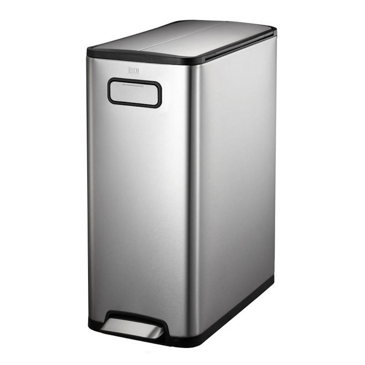 MÜLLEIMER Zur Abfallscheidung Aus Gebürstetem Edelstahl 30 Liter 64,6 x 25,5 x 44,8 cm Edelstahl - Silberfarben, Metall (25.5/64.6/44.8cm) - PROREGAL