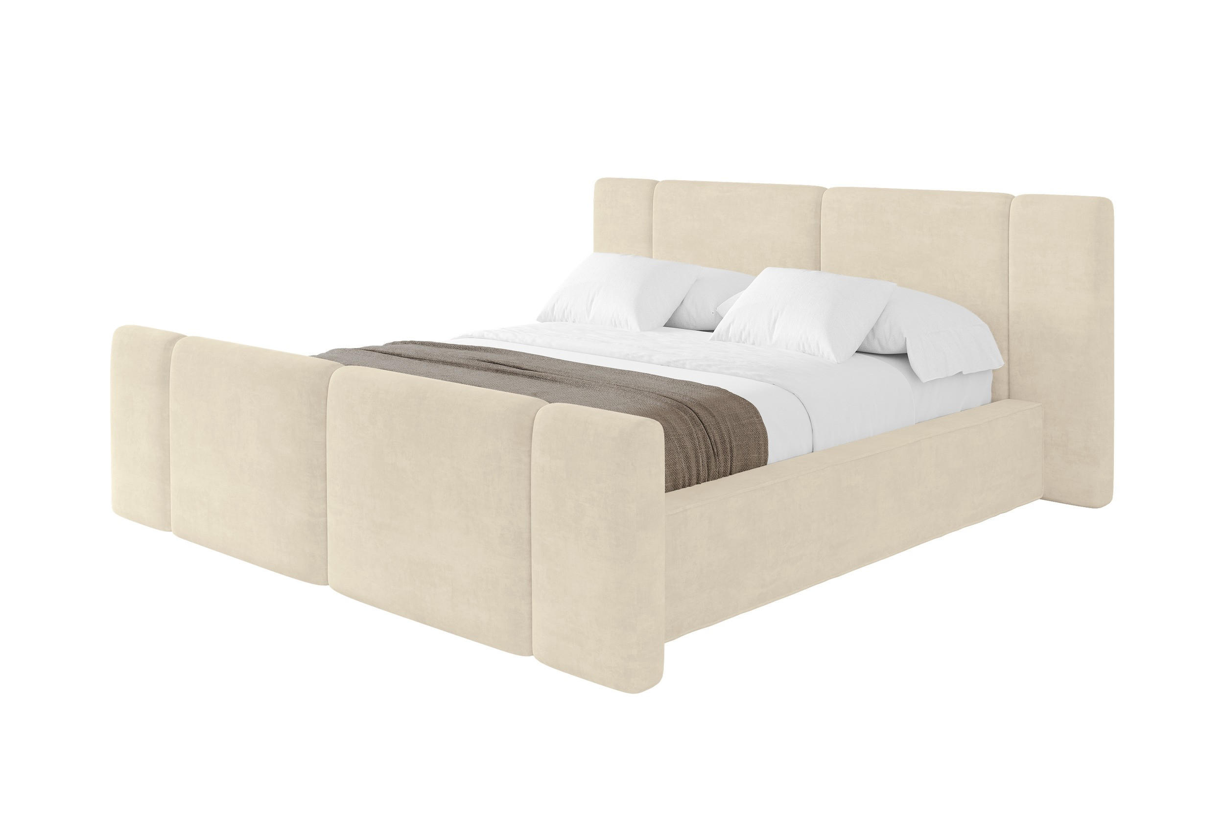 POLSTERBETT mit Bettkasten, Fußteil und Lattenrost, Boxbett ohne Matratze - RIVO-Z 140x200 Beige - Beige, Holzwerkstoff/Textil (140/200cm) - ALTDECOR
