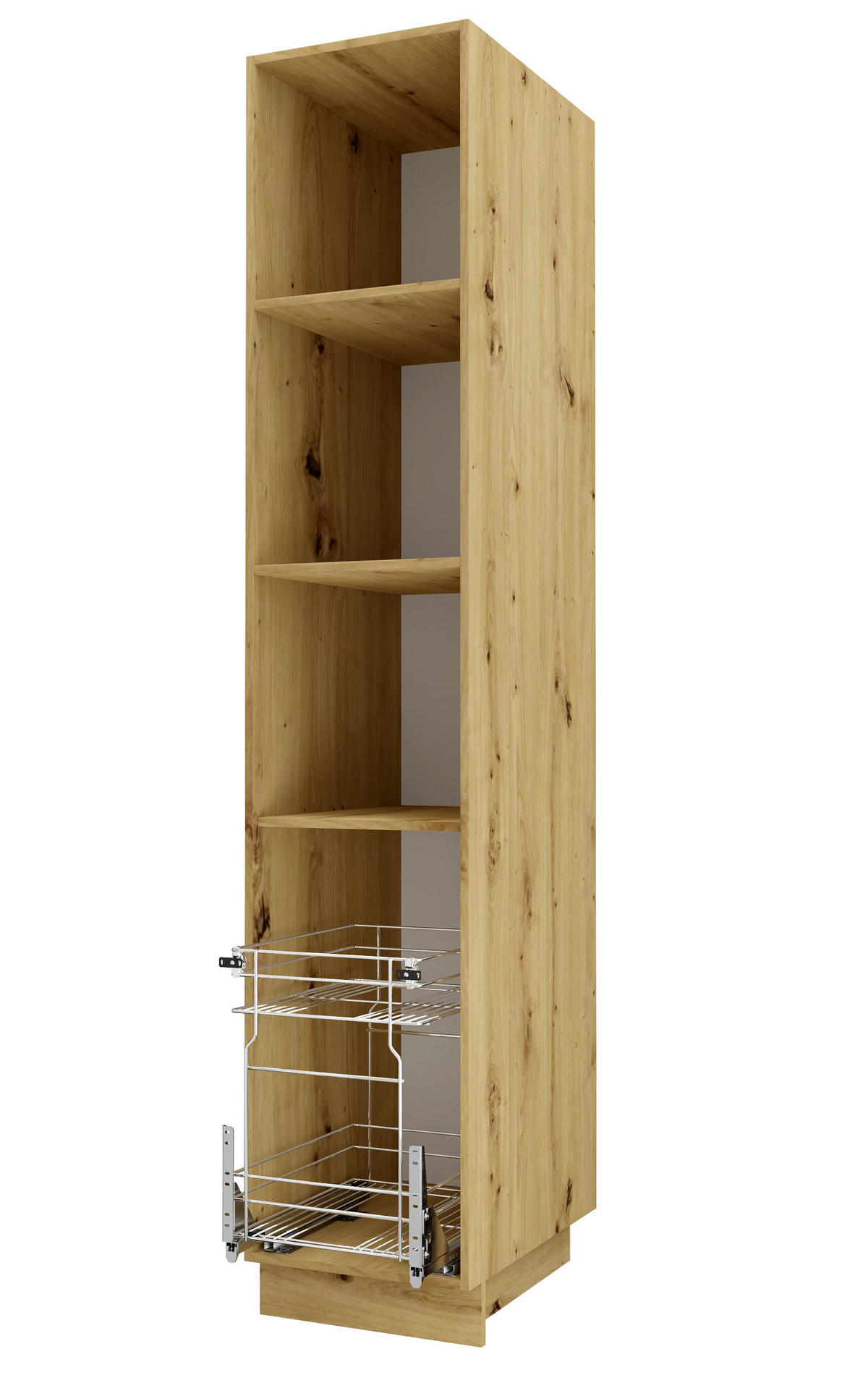 APOTHEKERSCHRANK Essen 2D14K/40/kargo Weiß Hochglanz / Eiche Artisan Matt 40 / 59 / 207cm - Weiß Hochglanz/Eiche Artisan, Holz/Holzwerkstoff (40/207/59cm) - Feldmann-Wohnen