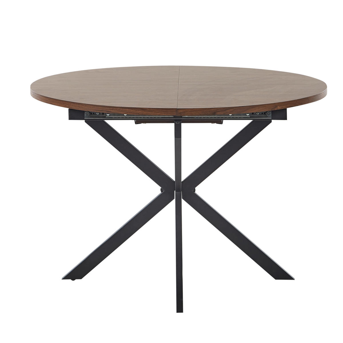 AUSZIEHBARER-ESSTISCH 110/140-110 cm Dunkler Holzfarbton/Schwarz Friona - Dunkelbraun/Schwarz, Holzwerkstoff (140/110/75cm) - Beliani
