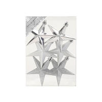 LAALU CHRISTBAUMKUGEL-SET 6 Ornamenten: silberne Sterne mix 9 cm - Silberfarben, Kunststoff (0.01/1/0.01cm) - LAALU
