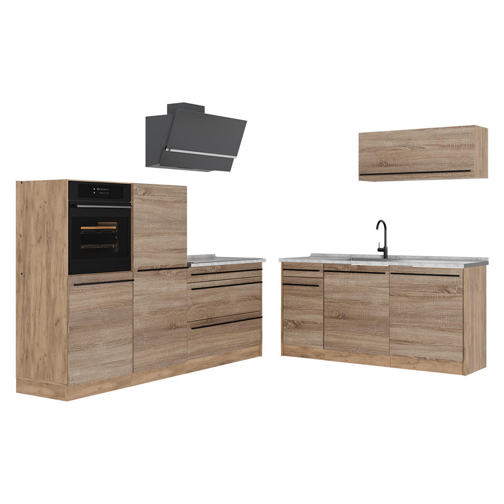 Vicco Küchenzeile Sonoma Eiche, Eiche 220x143x60 cm