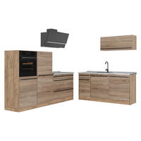 KÜCHENZEILE R-Line, Sonoma/Goldkraft Eiche, 220 cm Arbeitsplatte Marmor - Eichefarben/Sonoma Eiche, Holzwerkstoff (220/143/60cm) - Vicco