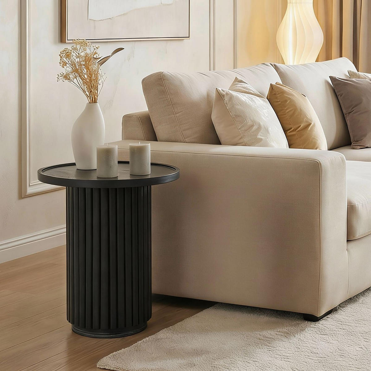 COUCHTISCH SARDA schwarz - Schwarz, Naturmaterialien/Holz (46/46/53cm) - IDIMEX