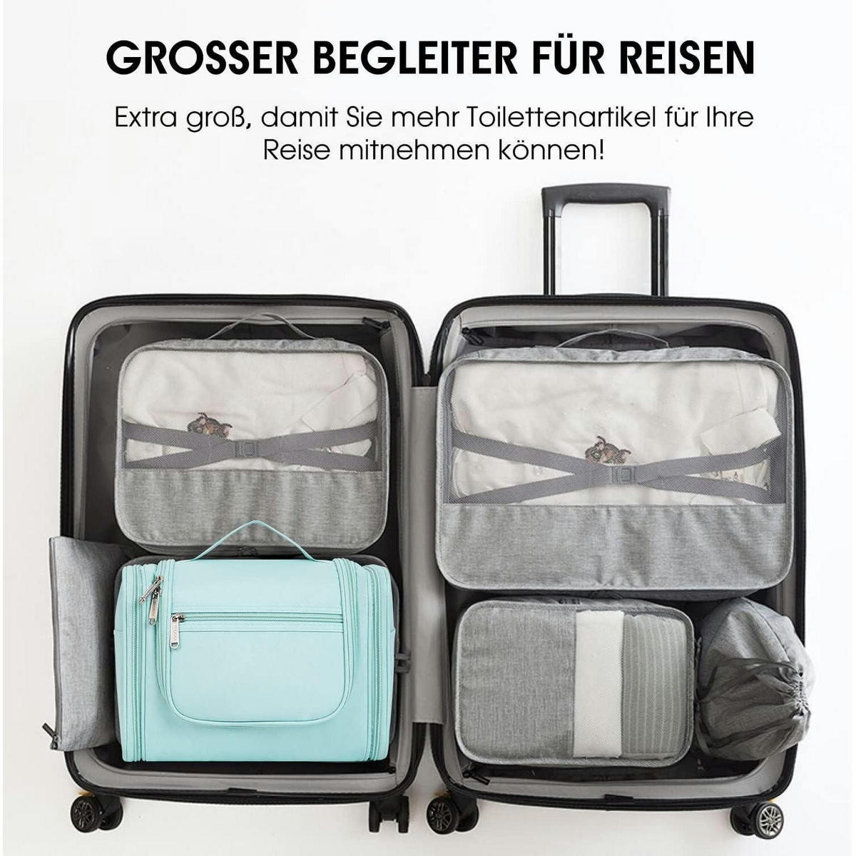 KULTURTASCHE zum Aufhängen Minzgrün 27 x 15,5 x 59 cm - Hellgrün, Textil (5/2/5cm)