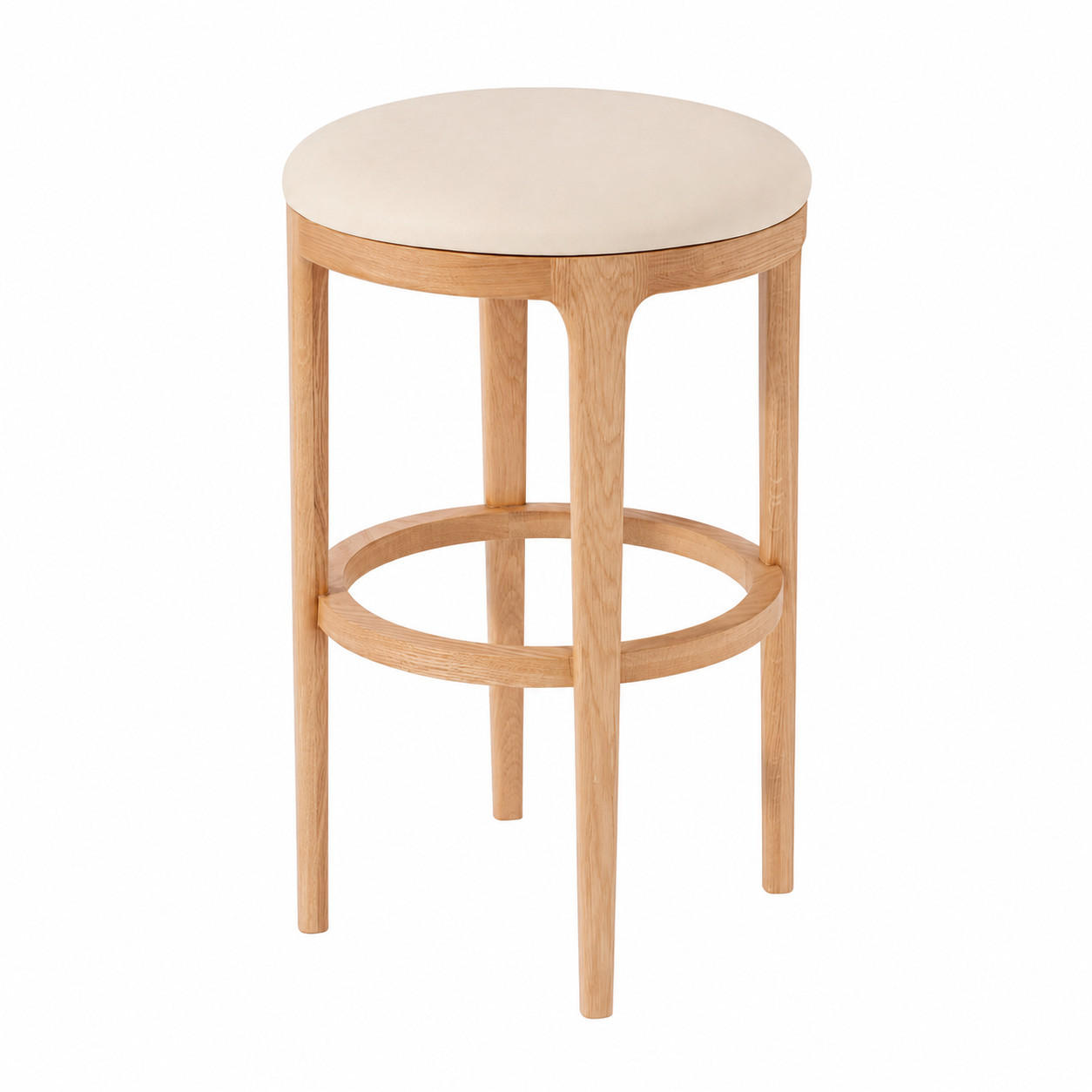 BARHOCKER Nature, Eiche Natur, Kunstleder Beige - Beige, Holz (43/66/43cm) - WOODEK