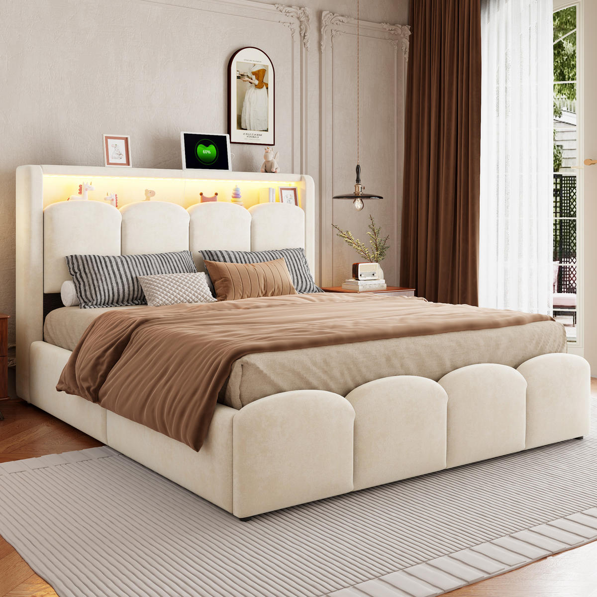 POLSTERBETT 140/200 cm Beige - Beige, Textil