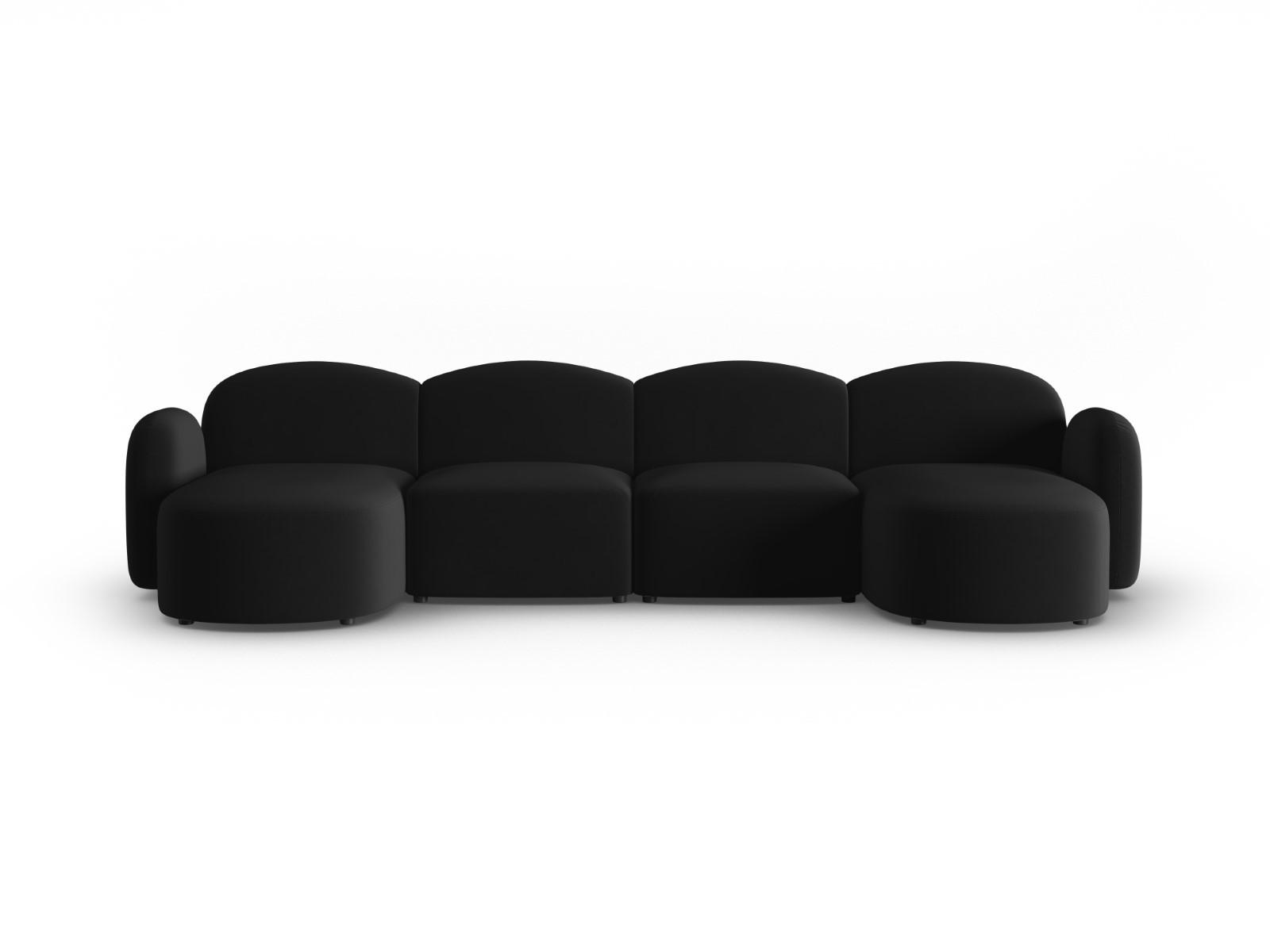 PANORAMASOFA Blair aus Samt schwarz 6 Sitzplätze - Schwarz, Textil (155/80/350cm) - Micadoni