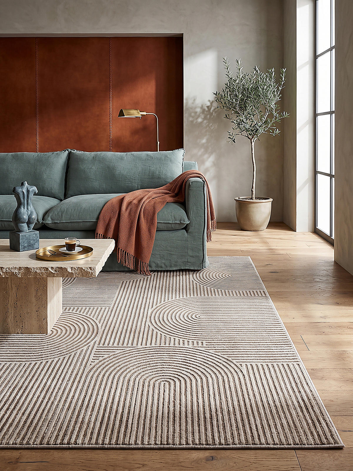 TEPPICH Kurzflor ERESMA Geometrisch Polyester Beige 160 x 230 cm - Beige, Textil (160/230cm) - KADIMA DESIGN