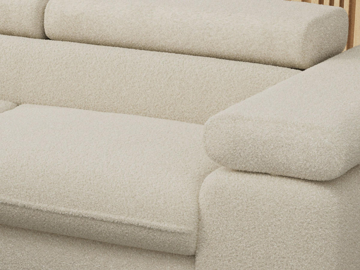 ECKSOFA PETER L Beige Boucle - Links Seite - Beige/Schwarz, Textil/Metall (208/273cm) - MKS