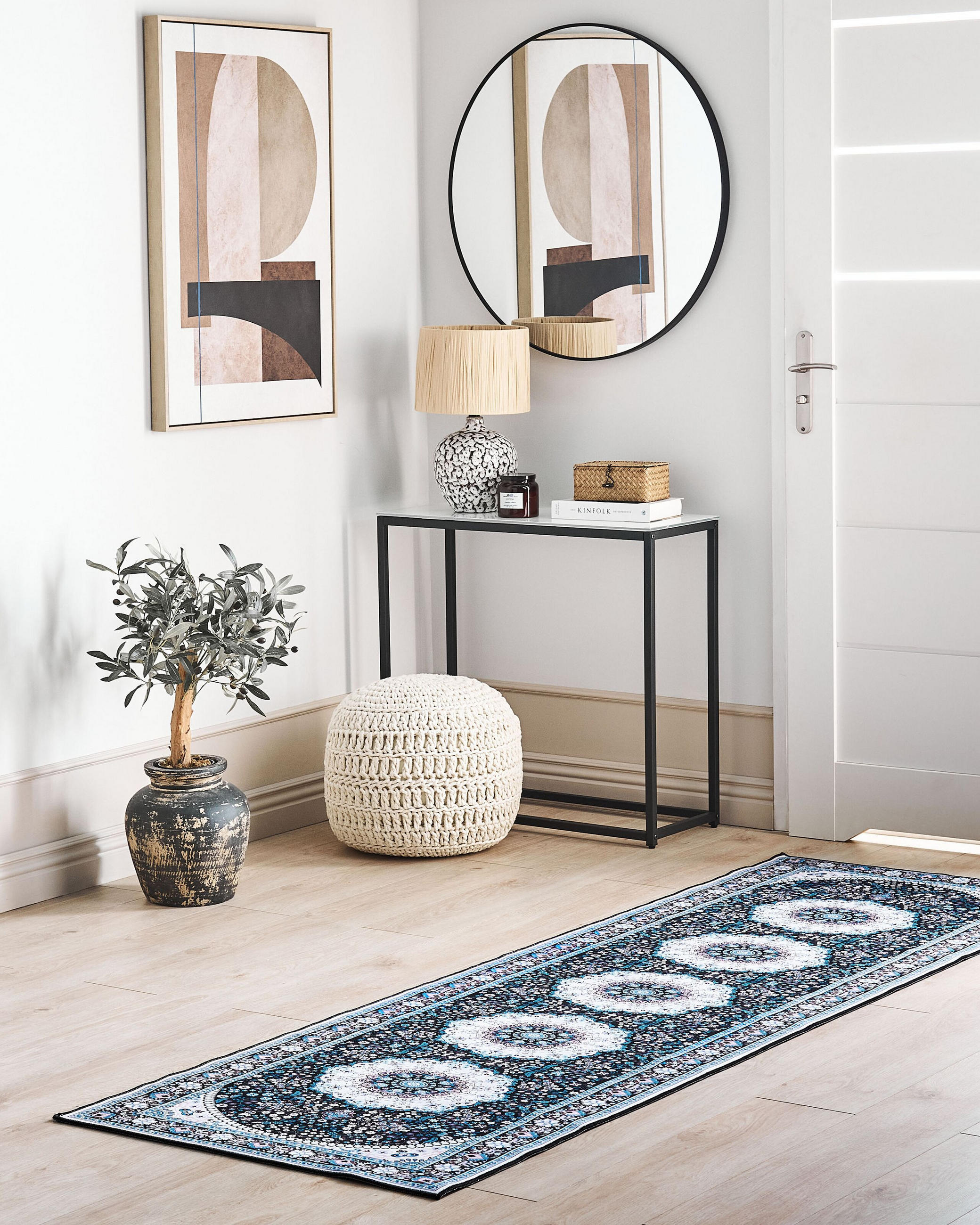 KURZFLOR-TEPPICH Blau 80/240 cm Gediz - Blau/Schwarz, Textil (80/240cm) - Beliani