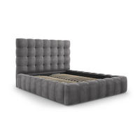 BETT mit Bettkasten und Kopfteil Mamaia aus Samt grau 140x200cm - Grau, Textil (140/200cm) - Micadoni