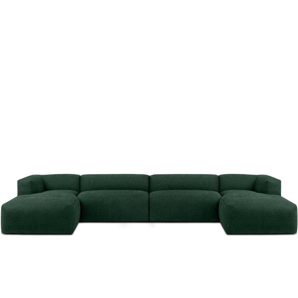 Thumbnail - Konsimo® Panorama-Ecksofa, Grün, Textil, U-Form,Freiform, 424x73x180 cm, Wohnzimmer, Sofas & Couches, Wohnlandschaften, ...