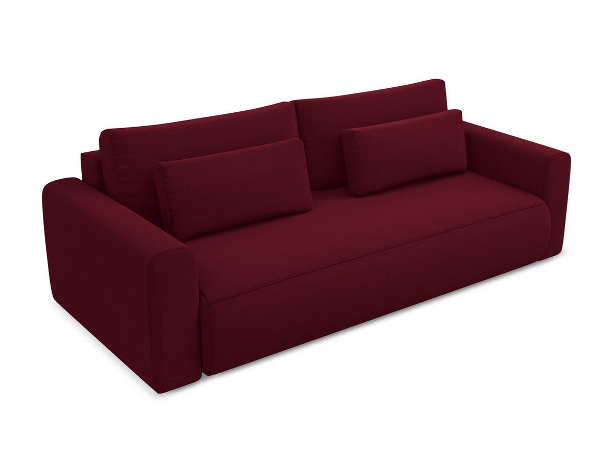 3-SITZER SOFA mit Schlaffunktion Samt Stoff Rot - Bordeaux/Rot, Kunststoff/Textil (238/82/105cm) - Makamii