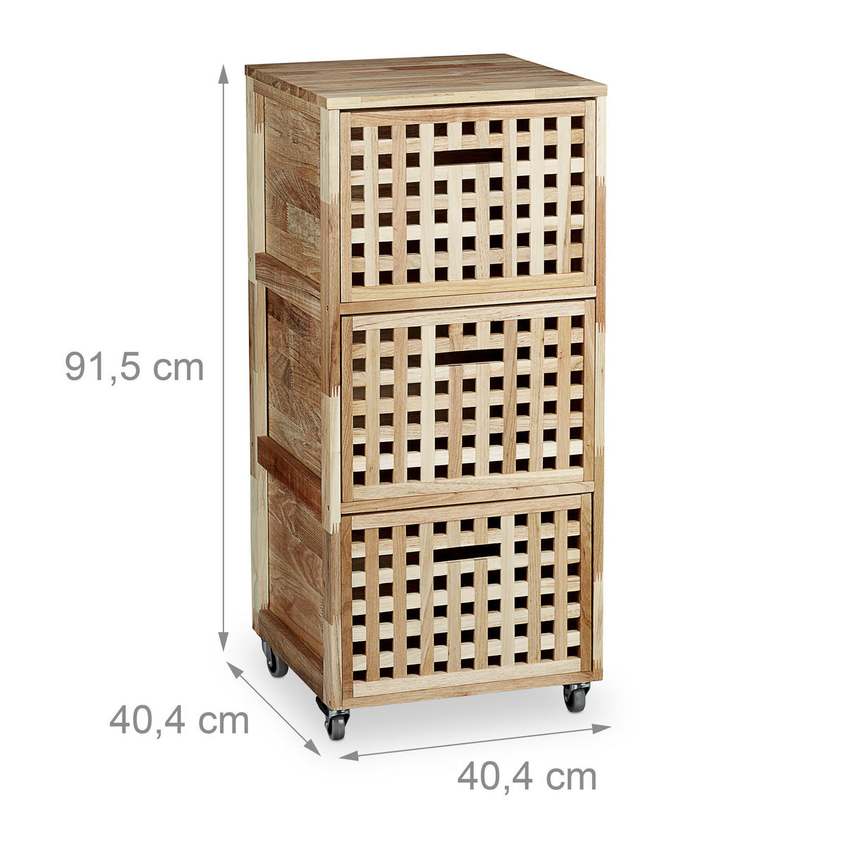 ROLLCONTAINER - Hellbraun, Holz/Holzwerkstoff (40.4/91.5/40.4cm) - Relaxdays
