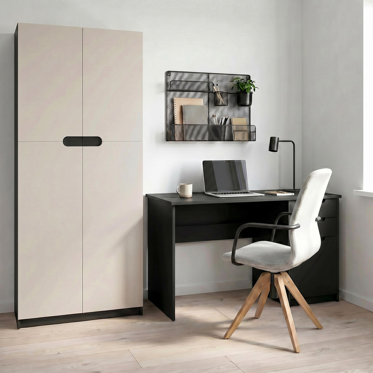 BÜROSCHRANK Logan Fronten in Cashmere - Kaschmir, Holzwerkstoff (82/184/37cm) - Vladon