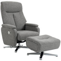 RELAXSESSEL-MIT-HOCKER 2er Set Leinenoptik Dunkelgrau - Dunkelgrau/Silberfarben, Holzwerkstoff/Textil (80/102/85.5cm) - HOMCOM