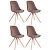 STUHL 4er Set Samt braun - Eukalyptusholzfarben/Braun, Holz/Textil (48/84/56cm) - CLP