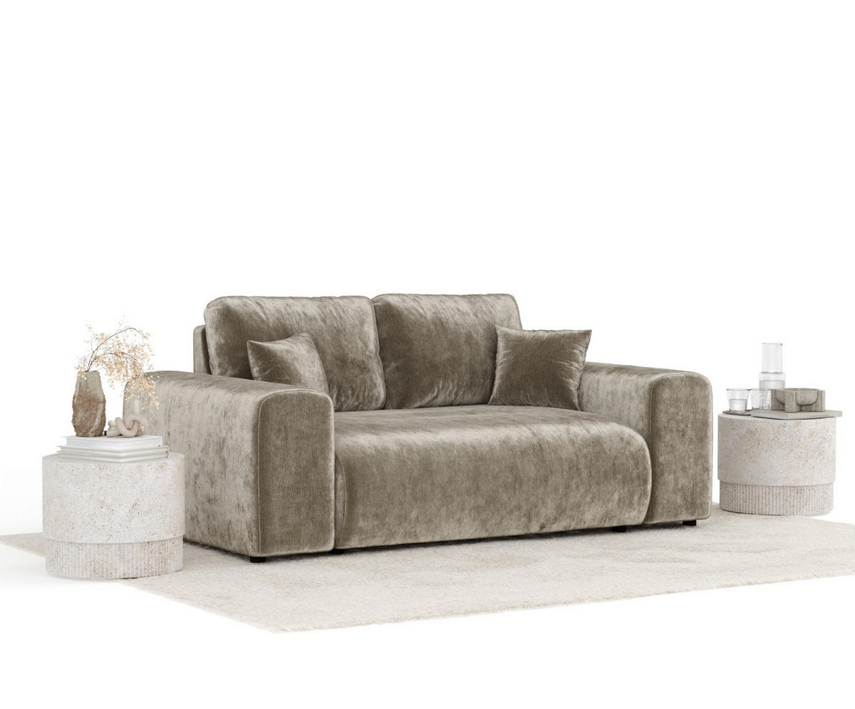 2-SITZER-SOFA Zanzibar Beige Chenille - Beige/Schwarz, Holz/Holzwerkstoff (178/79/108cm) - Maison de Reve