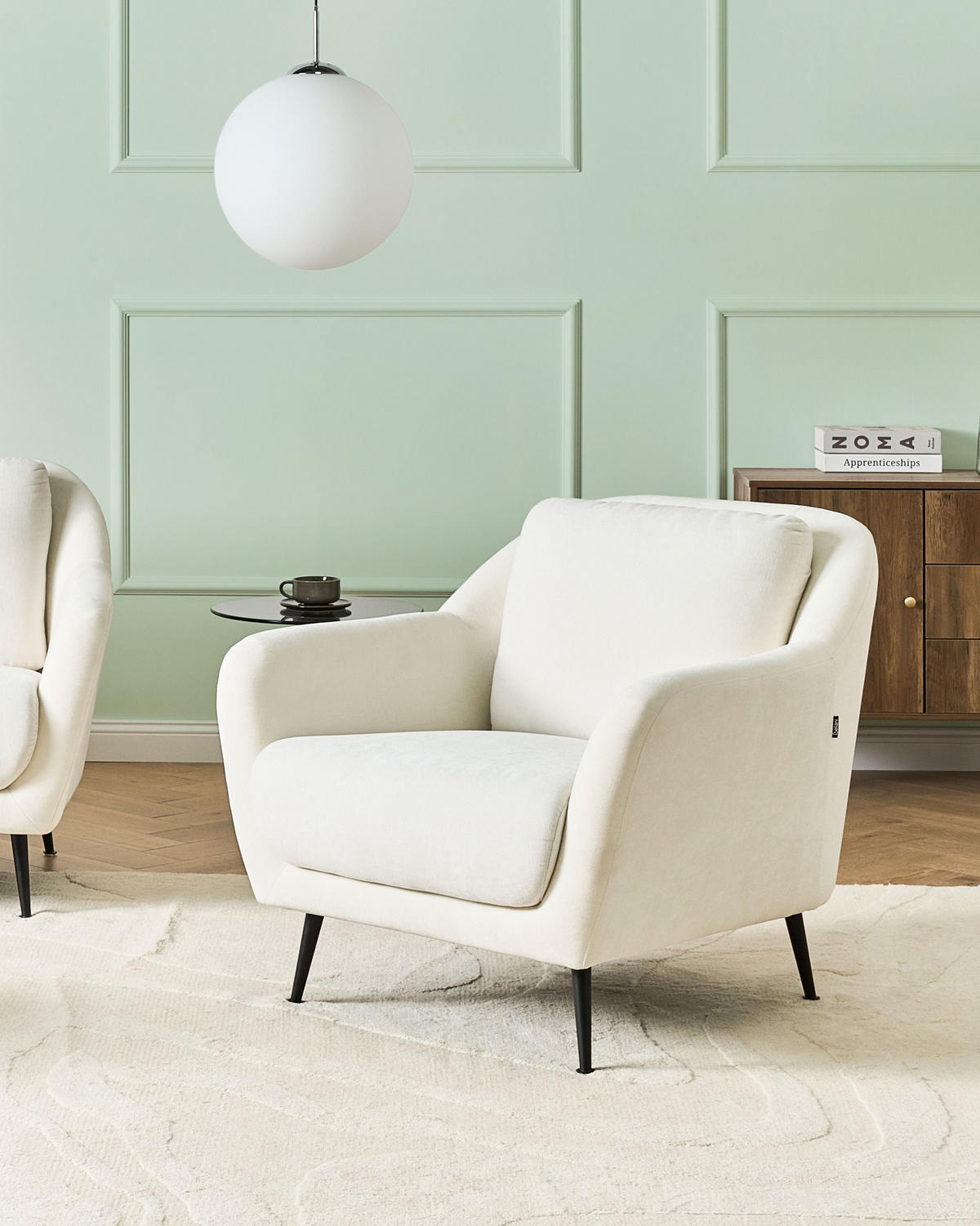 SESSEL Chenillegewebe Weiß Eiby - Weiß, Textil (84/80/90cm) - Beliani