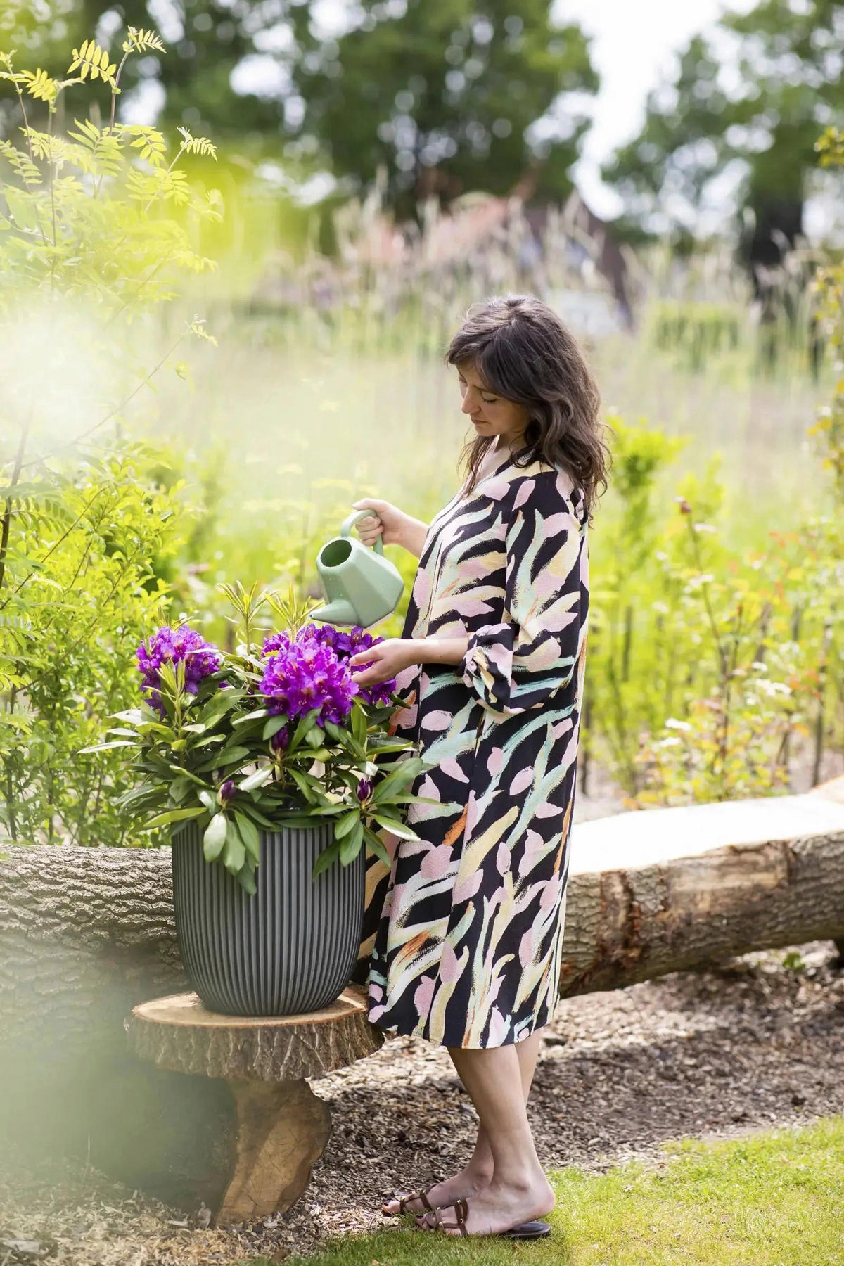 ÜBERTOPF Kugel Groove anthrazit | 35x34 cm - Anthrazit, Kunststoff (1/34/1cm) - aplanta