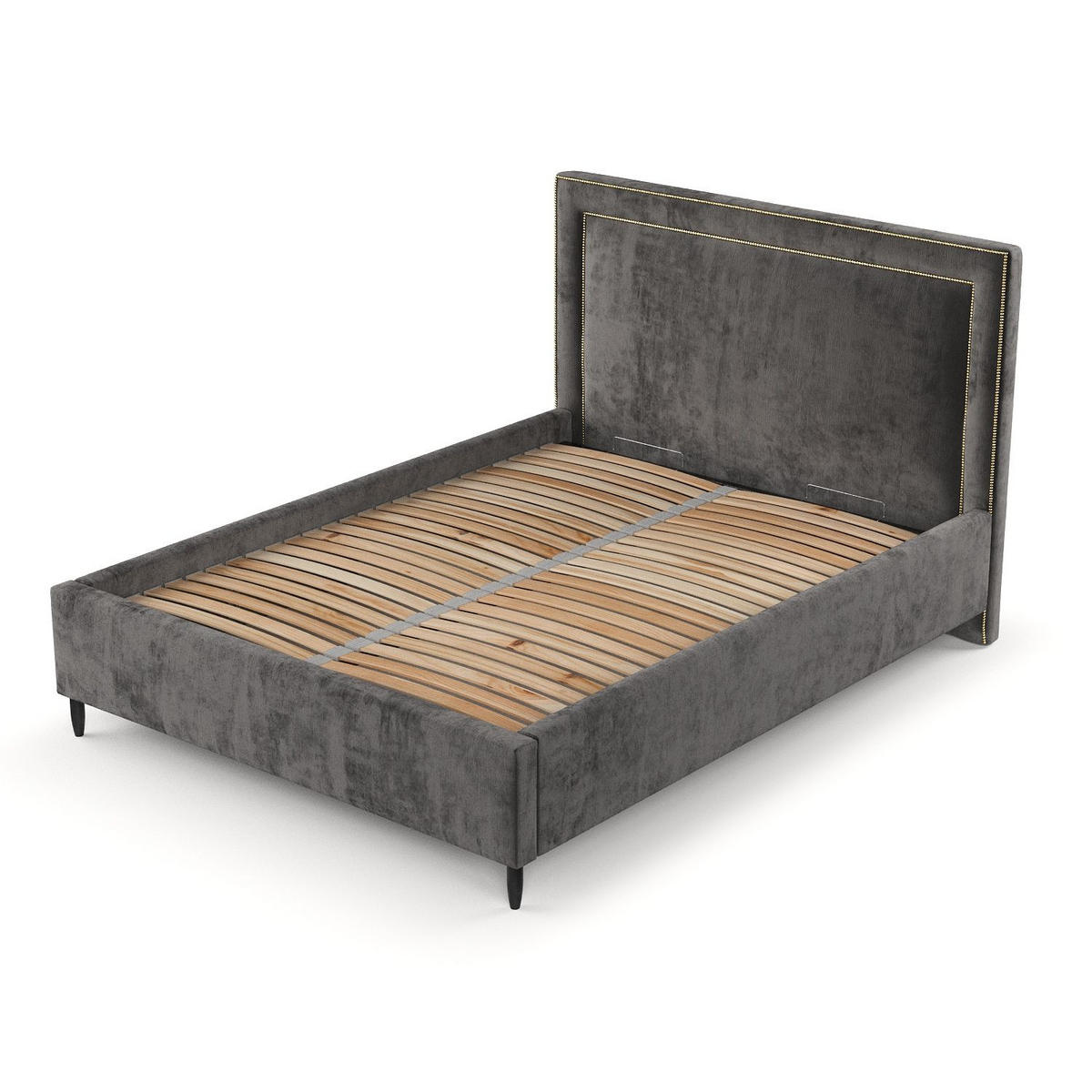 POLSTERBETT Baleine Anthrazit 140/200 cm im Chenille-Stoff - Anthrazit/Schwarz, Holz/Holzwerkstoff (140/200cm) - Maison de Reve