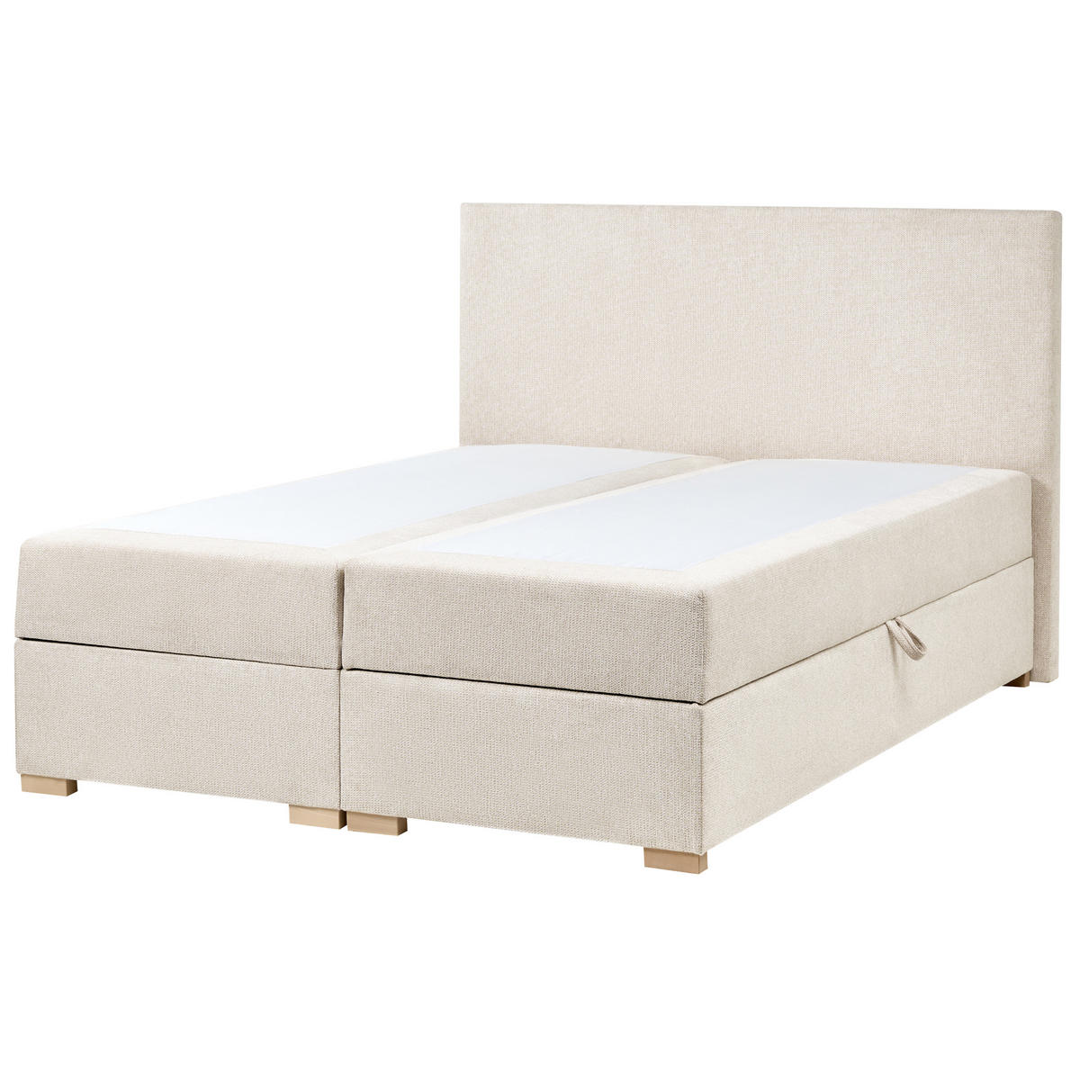 BOXSPRINGBETT mit Stauraum 140/200 cm Stoff Hellbeige Major - Beige, Textil (140/200cm) - Beliani