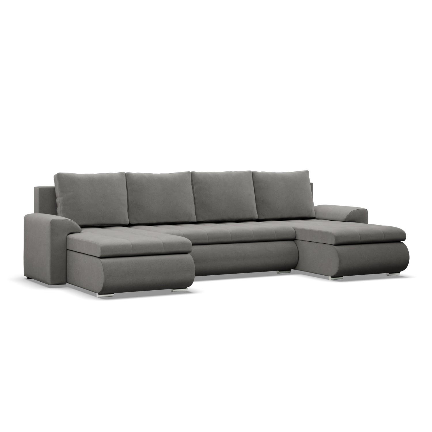 U-SOFA MIT SCHLAFFUNKTION FORESTA, Hellgrau - Hellgrau, Textil (302/89/159cm)