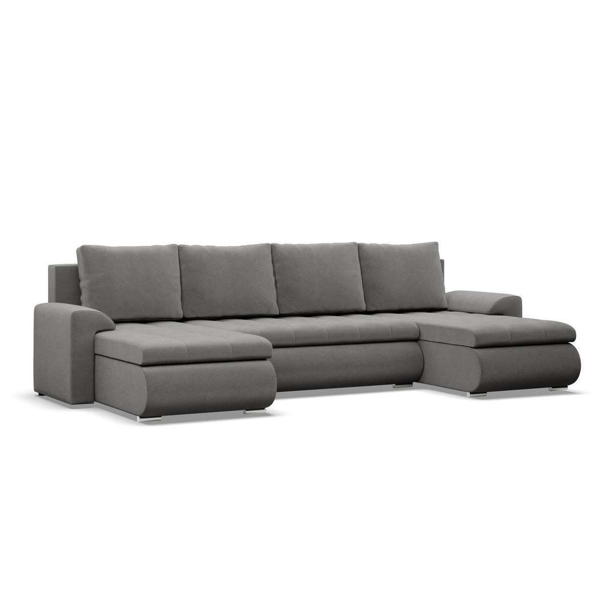 U-SOFA MIT SCHLAFFUNKTION FORESTA, Hellgrau - Hellgrau, Textil (302/89/159cm)