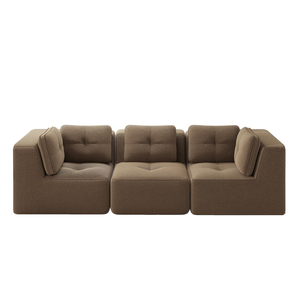 ECKSOFA modular Cord Brown 74 cm Sitztiefe - Braun, Kunststoff (104/69/297cm) - Meubliv