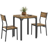 ESSGRUPPE mit Tisch und 2 stapelbaren Stühlen, für Küche, Wohnzimmer, Zuhause, im Landhausstil - Naturfarben, Kunststoff (60/76/60cm)