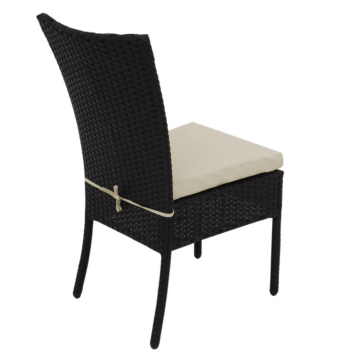 POLY-RATTAN STUHL Schwarz, Cremeweiß 2er-Set - Schwarz/Weiß, Kunststoff (52/90/58cm) - MCW