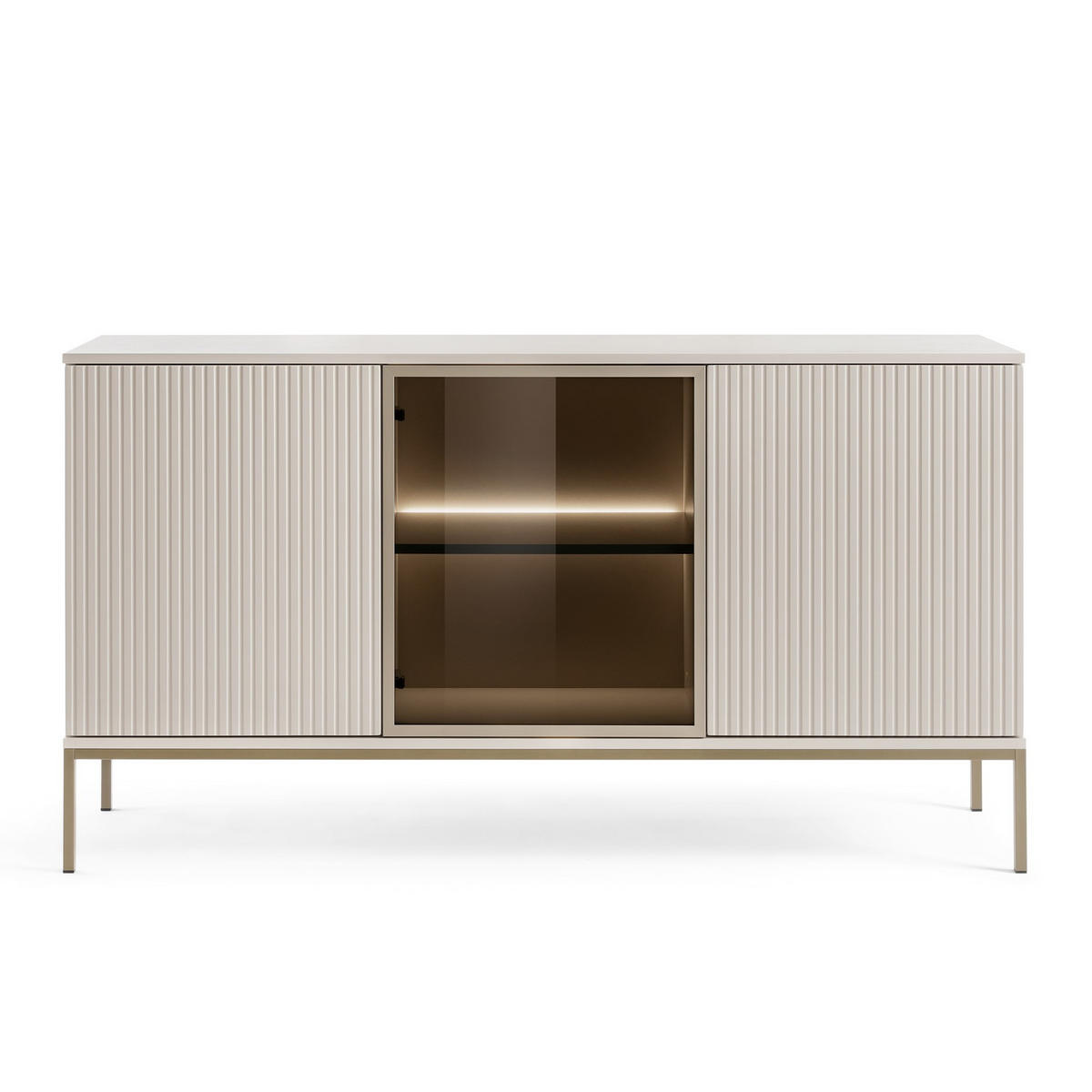 SIDEBOARD SENTIERO 154/83/39 cm mit LED 3 Türen Kaschmir - Kaschmir, Holzwerkstoff (154/83/39cm) - MASSENO