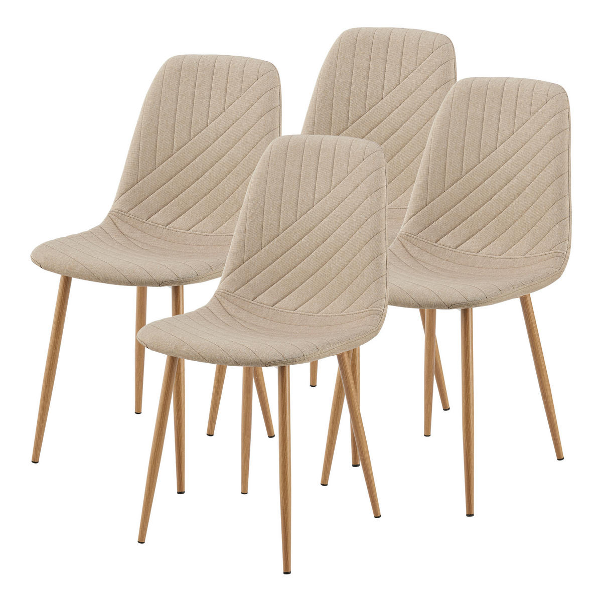 ESSZIMMERSTUHL-SET 4 TLG. Köfering - Hellbraun, Textil/Metall (44/88/55cm) - [en.casa]