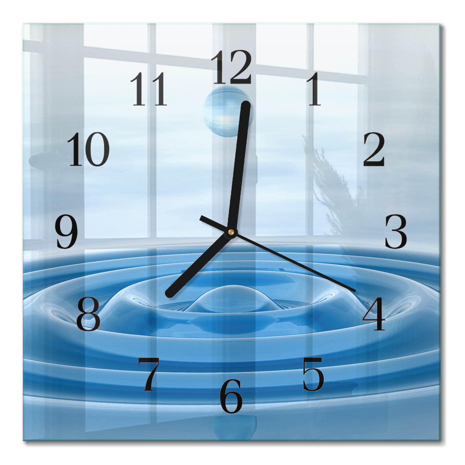 WANDUHR 30x30 cm - Wasser - Blau, Glas (30/30/0.4cm) - TULUP
