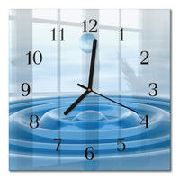 WANDUHR 30x30 cm - Wasser - Blau, Glas (30/30/0.4cm) - TULUP