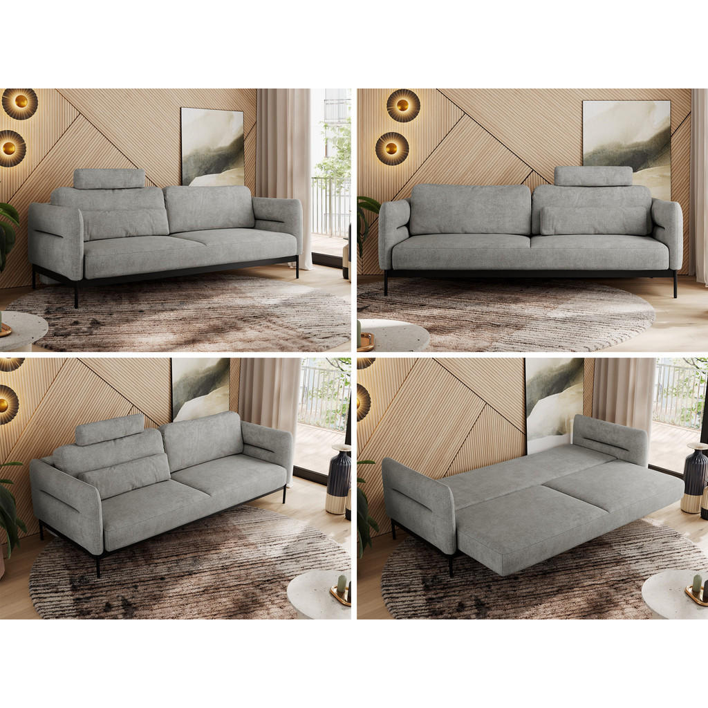 Thumbnail - MKS Sofa, Hellgrau, Textil, 3-Sitzer, 221x82x101 cm, Oeko-Tex®, Wohnzimmer, Sofas & Couches, Sofas, 3-Sitzer Sofas